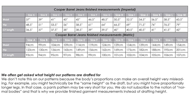 Cooper Barrel Jeans Sewing Pattern PDF